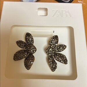 Zara Glittering Leaf Earrings in Gold and Silver